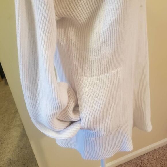 Free People Beach Picnic White Knit Collared Pullover Tunic Sweater Size Small - Picture 5 of 11